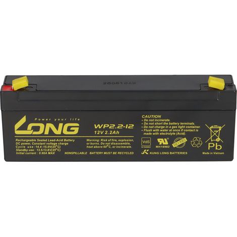Kung Long WP2.2-12 12V 2,2Ah AGM Bleiakku F1 4,8mm VdS (1/5)