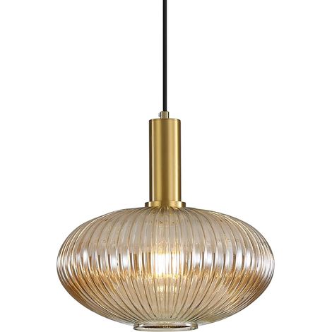 Suspension Luminaire en Verre, Vintage Lustre Suspendu Intérieur, Lampe Suspendue pour Salle à Manger Cuisine Salon Chambre & Cuisine (Ambré, 30CM) (1/5)