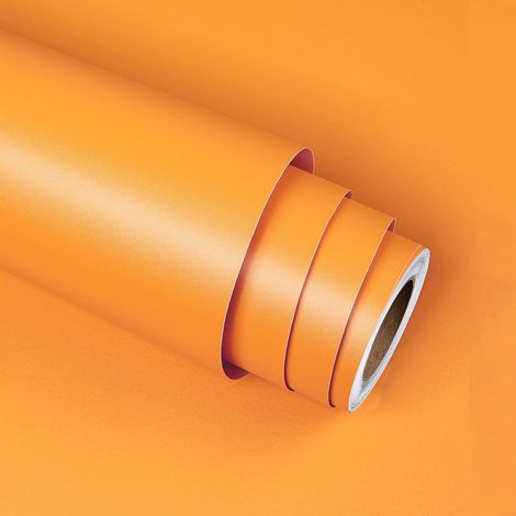 CCYKXAPapier Adhesif pour Meuble Orange 40cmx400cm Adhesif pour Meuble Revêtement Murale Papier Peint Autocollant Orange Imperméable Decoration Cuisine Film (1/5)