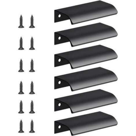 Poignées de tiroir noires ergonomiques - design moderne, installation facile, matériau durable, adaptées à différents styles de meubles. (1/5)