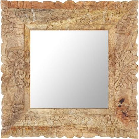 Miroir en bois de manguier massif 50x50 cm (1/5)