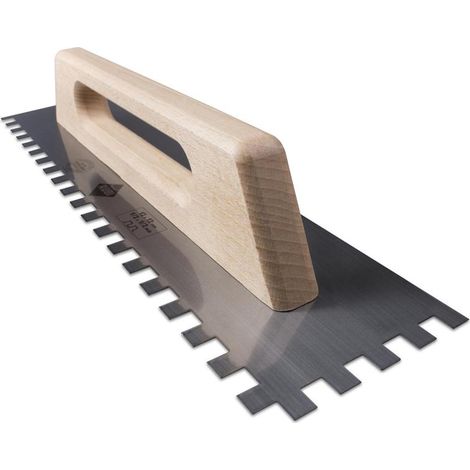 Rubi – Peigne en acier 48 cm denture 12 mm x 12 mm – Poignée ergonomique en bois – Application adhésifs céramiques – 73973