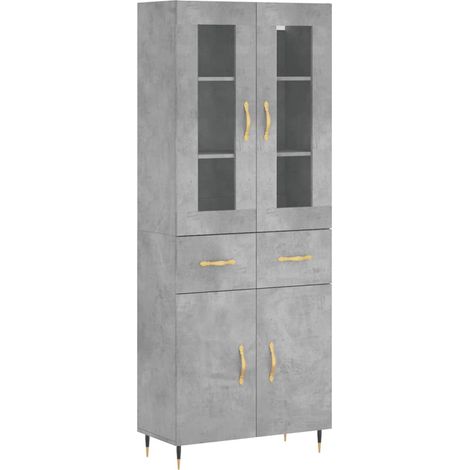 Maison Exclusive - Buffet haut Gris béton 69,5x34x180 cm Bois d'ingénierie (1/4)