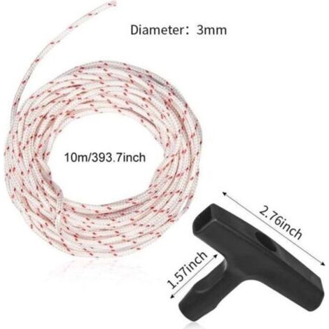Corde De Démarrage - 10 M - 3 0 Mm - Pour Tondeuse A Gazon Tronconneuse Coupe Bordure - Lot De 3 Poignees (1/3)
