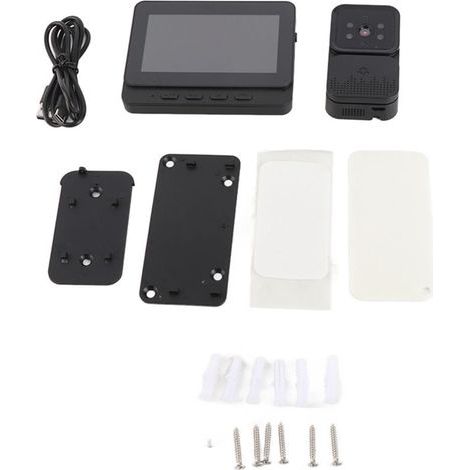 Sonnette sans fil avec caméra, écran IPS 4,3 pouces, 2,4 GHz, vision nocturne HD intelligente, interphone visuel (1/5)