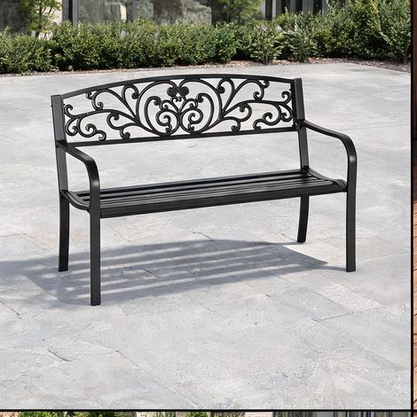 Chaise de jardin schwarz en metall 127 x 60 x 87 cm (1/5)