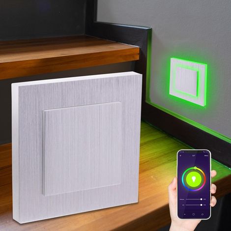 LED Treppenleuchte eckig Alu-gebürstet - Lichtfarbe: Smart Tuya RGB CCT 3W - Lichtaustritt: Doppio (1/5)
