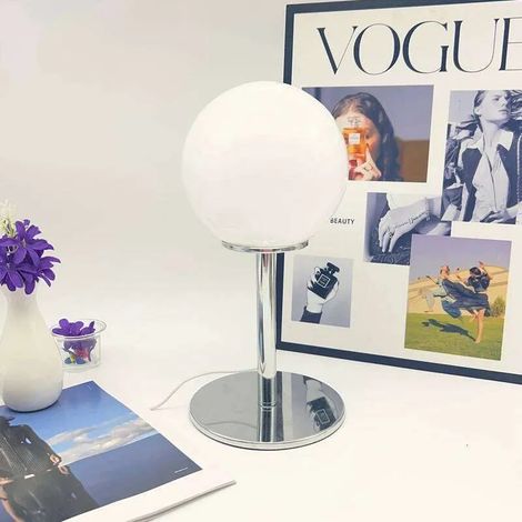 Lampe de Table Ronde en Verre, 3 Couleurs de Lumière, USB, Éclairage Décoratif pour Chevet et Bureau(Blanc) (1/5)