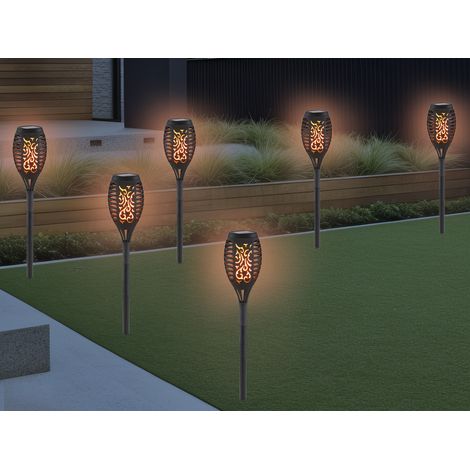 Solarfackeln 6er Set mit Flammeneffekt, Schwarz, Höhe 49,5cm (1/5)