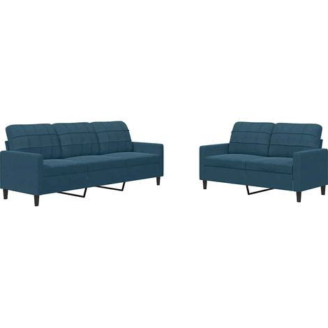 Maison Exclusive - Set di Divani 2 pz con Cuscini Blu in Velluto