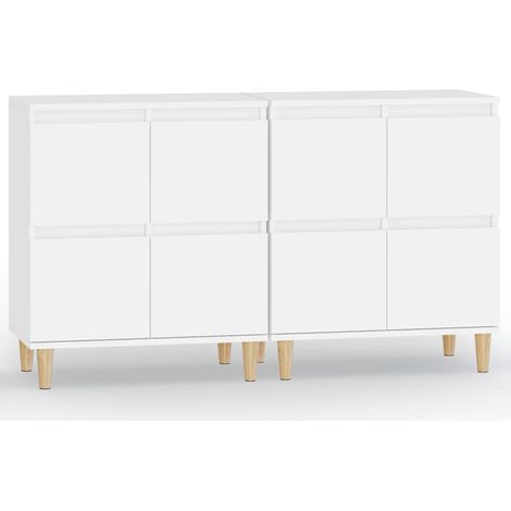 Credenza buffet cassettiera mobile contenitore organizer cucina soggiorno soggiorni set da 2 60 x 35 x 70 cm legno composito bianco 020036680