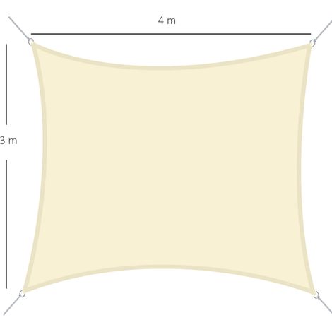 Tenda parasole rettangolare Outsunny 4x3 m per giardino, patio e terrazza, in poliestere anti-UV, beige.