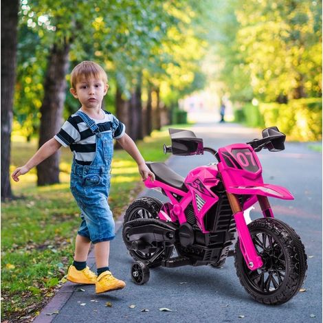Moto elettrica per bambini 12V con stabilizzatori, fino a 3 km/h, rosa HAVRYA (1/4)