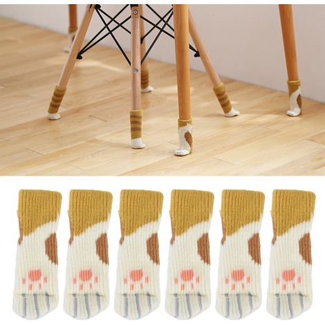 Housses de pieds de chaise à motif chat, chaussettes pour pieds de meubles, housses pour pieds de tabouret, coussinets pour pieds de chaise, housses de pieds de table et de chaise en tricot double cou (1/5)
