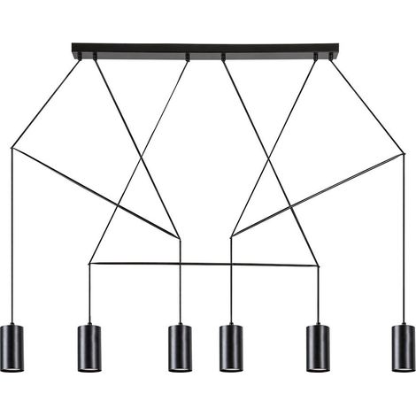 Lampada sospesa Aslaug Metal Matt Black GU10 6 x Max.50W L: 117 cm H: 85 cm Ø6,5 cm Dimmabile (1/5)