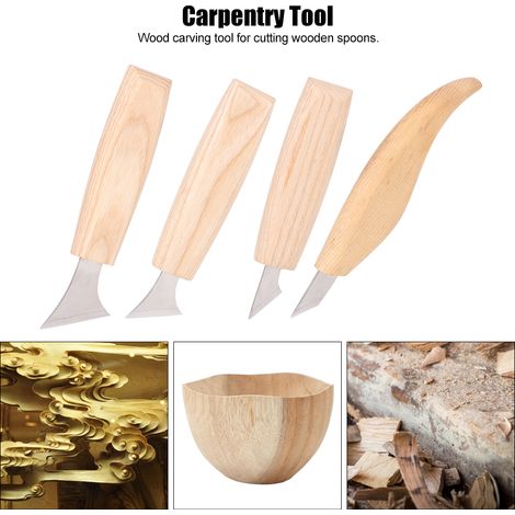 Lot de 7 outils de sculpture en acier inoxydable pour le travail du bois, manche en bois, accessoires de gravure manuelle (1/5)