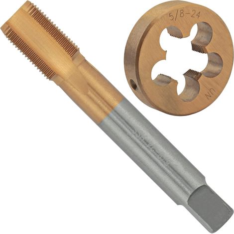 Jeu taraud/filière 5/8-24 HSS/acier à outils titane pas à droite (1/4)