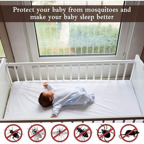 6 Pièces Moustiquaire pour Fenêtre Blanc 150 x 130 cm avec Crochets et Ruban Adhésif – Protection Anti-Insectes Maille Fine (1/5)