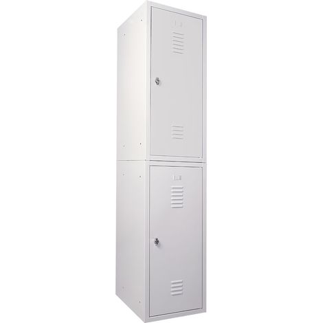 BRB Schließfachschränke-Set aus Stahlblech, HxBxT 900x415x490 mm (2 Stück, grau/grau)