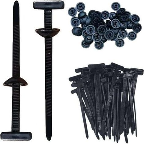 Nylon cable ties, nylon cable tie holders, 100 button and pin ties for quick repair and hole fixing (50 pieces) (1/5)