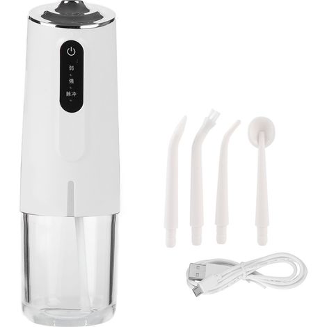 Irrigateur Buccal Portable 240ml 3 Modes Rechargeable USB - Jet Dentaire Étanche avec 1 Buse Blanche