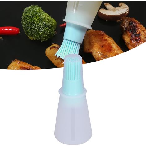 Pinceau à huile en silicone multifonctionnel pour sauces et barbecue, avec bouchon transparent, outil de cuisine vert (1/5)
