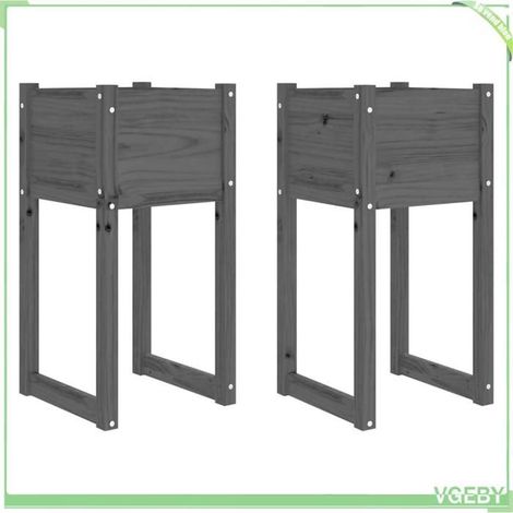 Jardinières - FAFEICY - 822131 - Bois de pin massif - Noir - Lot de 2 40x40x81 cm (1/5)