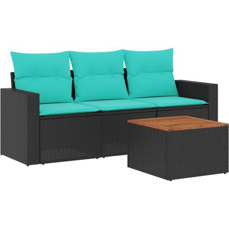 Set de sofás de jardín 4 pzas con cojines ratán sintético negro vidaXL (1/5)