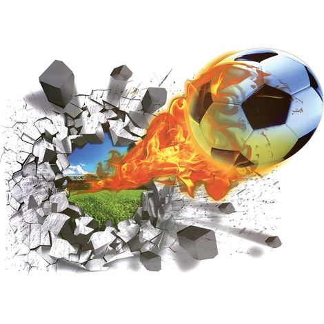 3D-Wandaufkleber Fußball (70 x 50 cm) Dekorative Aufkleber Sport (1/5)