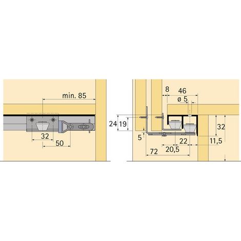 Perfil guía para guía de puerta inferior STB 11 Alu. negro 6000mm Hettich (Por 4)
