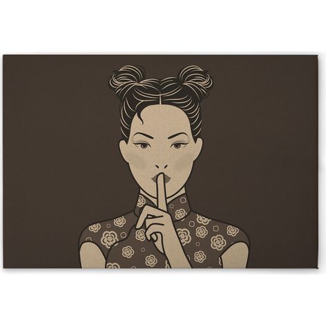 Leinwandbild Asiatisch M1-No.50988 - Kunstdruck auf Leinwand in Braun Grau - Wandbild 75 x 50 cm