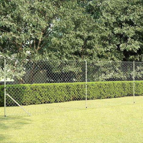 vidaXL Clôture à mailles avec poteaux Acier galvanisé 15x1,5 m Argenté (1/5)