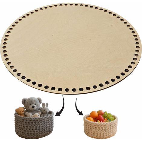 Base ronde en bois 3 mm, 30-40 cm pour crochet, fond pour paniers, paniers et sacs à crochet, bricolage, différentes tailles (trous 11 mm, 40 cm) (1/5)
