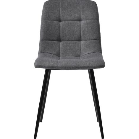 Ensemble table et chaises, 5 pièces, 1 table + 4 chaises, métal et tissu effet lin, gris (1/5)