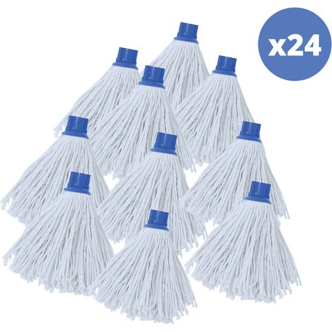 Set de 24 flecos de fregona de recambio en algodón 150gr Blanco MSV