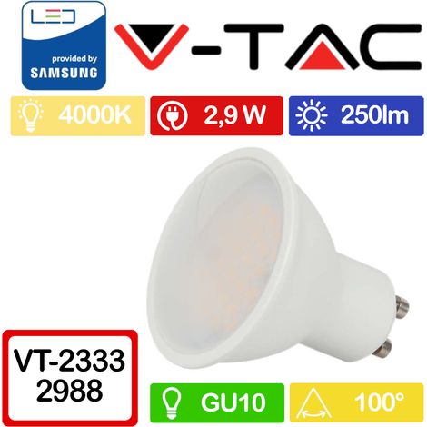 LED LAMPADINA 2.9W GU10 SMD WHITE PLASTICA MILKY COVER 4000K - Luce NATURALE