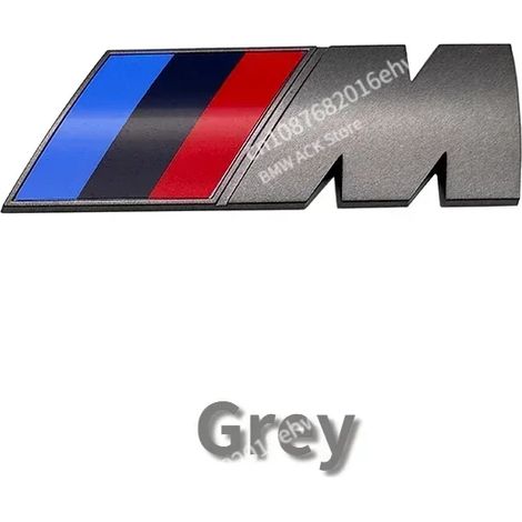 (Gris, 9 x 3 cm, lot de 2) - Logo M 3D en ABS, autocollant décoratif pour carrosserie latérale, coffre arrière, accessoire de personnalisation compatible avec tous les modèles BMW M Power X1, X3, X5, (1/5)