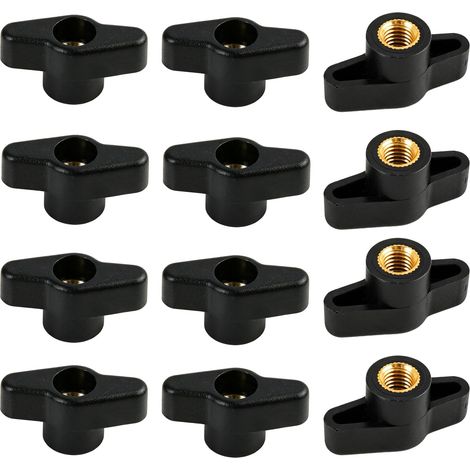 12PCS Ecrou Droit, Bouton de Serrage à Filetage Moleté M8, Écrou de Serrage Manuel avec Ailettes en Plastique et Insert Fileté, Sans Outil pour Fixation Meuble, Machine, Bricolage et Équipement (1/5)