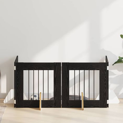 Puerta de perro con soportes 4 pcs Roble Negro 60 x 60 cm