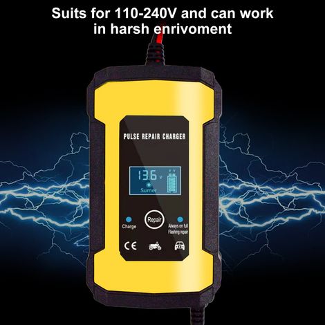 Mainteneur de batterie de voiture, écran LCD 12V 6A, charge pour moto, camion, tondeuse à gazon (1/5)