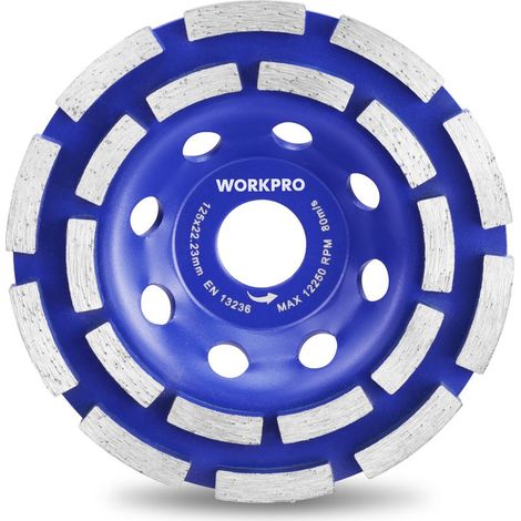 Meule Diamant Béton 125 mm Double Rangée 20 Segments, Épaisseur 5,5 mm, Disque de Meulage Enlèvement Rapide Béton Pierre Granit, Faible Vibration, Compatible Meuleuse Angle (1/5)