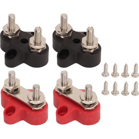Goujon d'alimentation de batterie M6, 4 pièces, double Terminal de Distribution, bloc de jonction, barre de Bus pour voitures, camping-car, bateaux, camions, DC 12 à 48V. (1/5)