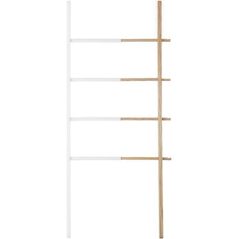 Porte serviette échelle extensible Blanc/Naturel (1/4)