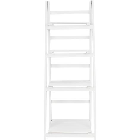 Étagère murale blanche à 4 niveaux, meuble de rangement pour plantes, fleurs, livres et décoration. (1/5)
