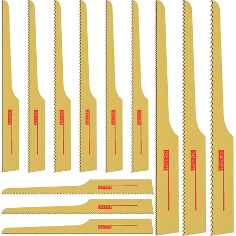 12 Pcs Air Saw Blades 14T 18T 32T Bimetal Saw Blade for Cutting Iron, Aluminum, Steel, Plastic, Wood (1/5)