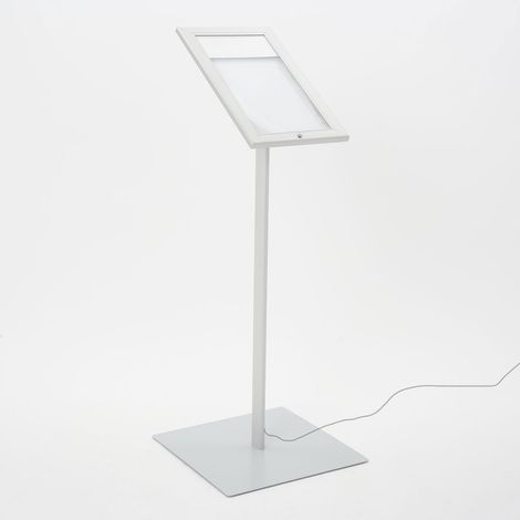 Espositore a Leggio con Piantana 29x47,7x2,3 cm in Alluminio con Led Porta Menù Silver (1/5)