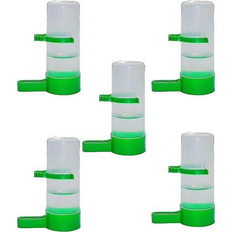 Käfig-Wasserspender, Set mit 5 automatischen, schwerkraftbetriebenen 60-ml-Trinkgefäßen, sauber und einfach zu bedienen, für Papageien, Wellensittiche, Nymphensittiche und andere Heimvögel. (1/5)
