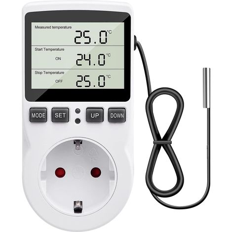 Régulation de température 230 V avec capteur, prise thermostatique numérique avec écran LCD (1/5)