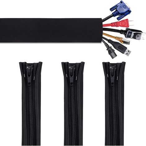 Système de gestion des câbles : cache-câbles de 50 cm avec fermeture éclair, lot de 3. (1/5)
