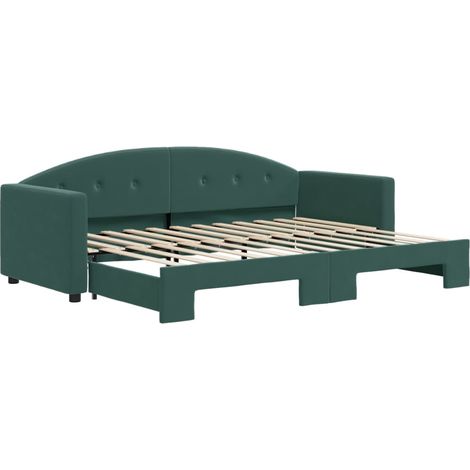 vidaXL Divano Letto con Letto Estraibile Verde Scuro 80x200cm Velluto (1/5)